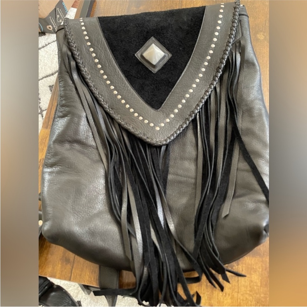 Black Fringe Backpack - image 3